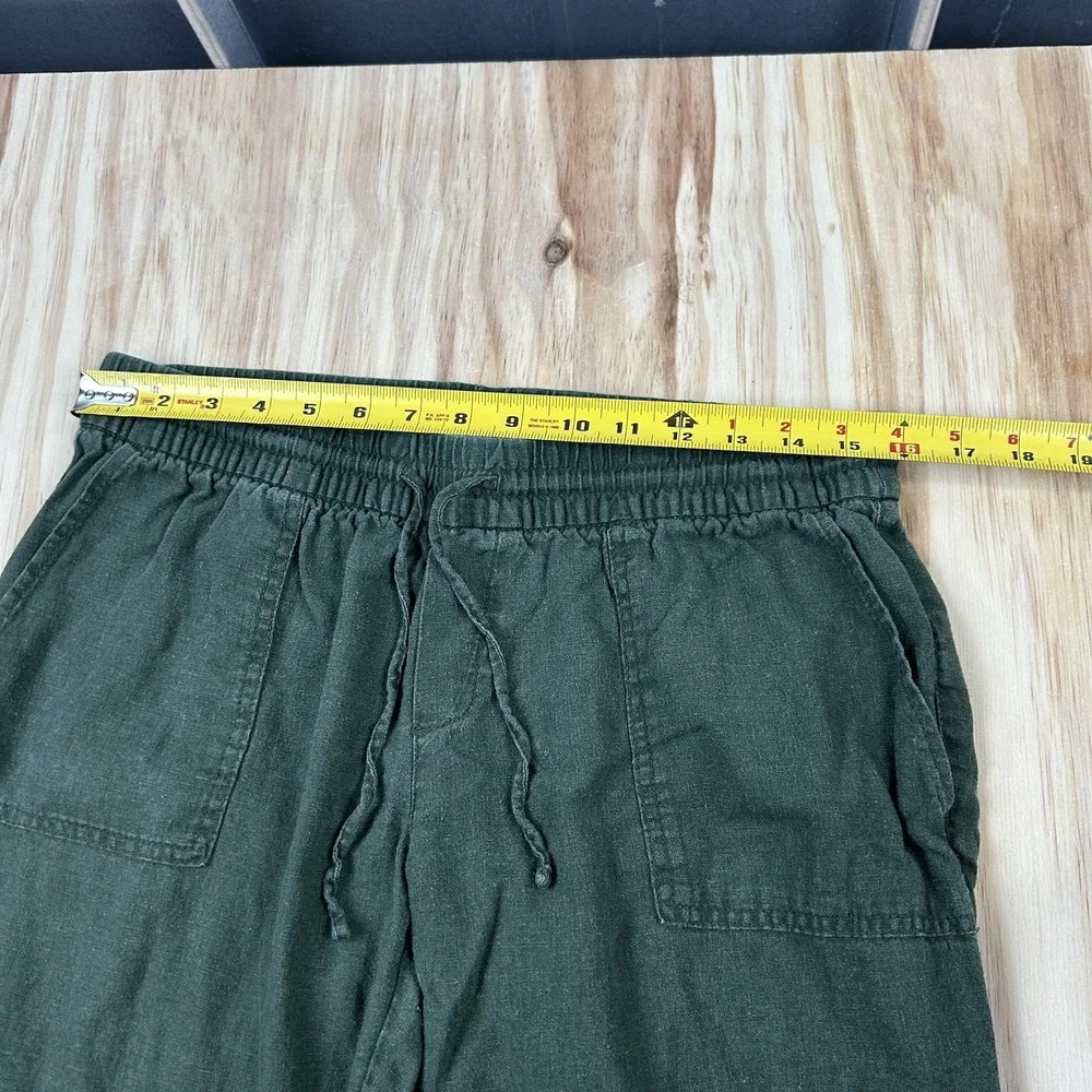 Old Navy Women's Medium Green Cropped Tapered Linen Blend Pants Casual Summer